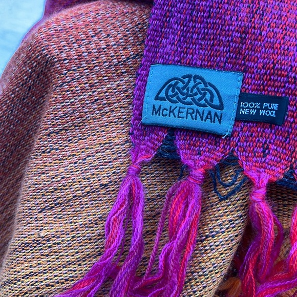 🎨Ombré 100% New Wool Scarf in Mustard/Orange/Pink | McKernan | Ireland 17”x80” - Picture 4 of 17